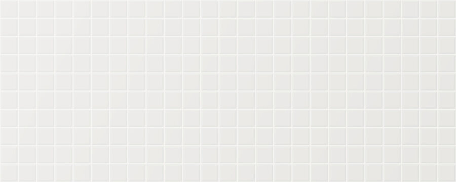 White pool tile bathroom, plain cream ceramic blocks on wall, floor, kitchen or toilet. Ivory beige seamless tile grid background, empty interior room or pool with square mosaic surface.