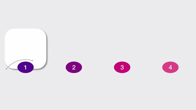 animated video of business infographics white rectangle shape 4 and 5 steps , with multicolor  label for workflow, presentation, 4k animation