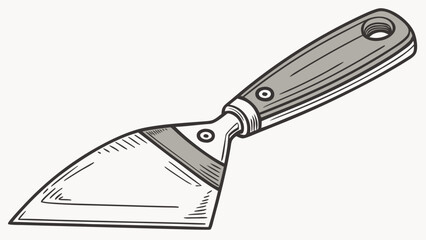 Obraz premium A vector graphic illustration of a trowel tool with a wooden handle and metal blade