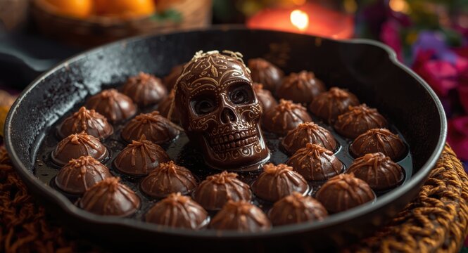 Festive Mexican pan with chocolate symbolizing honoring of deceased souls
