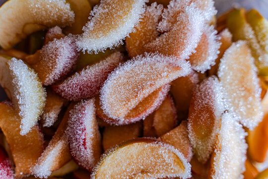 Full frame close-up of frozen slices of orange