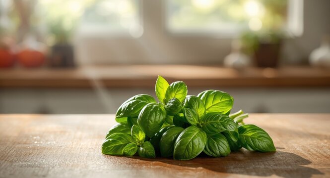 green basil herb bunch freshly picked