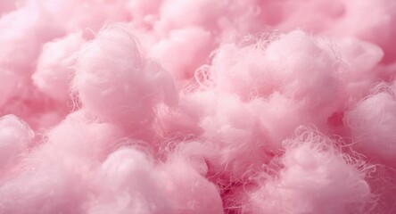 Fototapeta premium Pink fluffy cotton wool surface background designed with candyfloss feel and copy space
