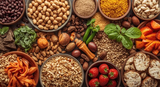 Vegan food rich in proteins fiber and vitamins supporting ethical eating with diverse plant sources