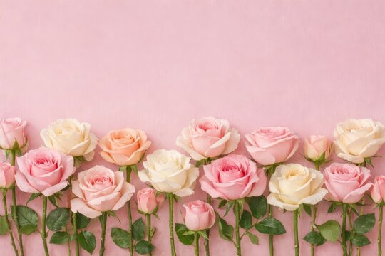 primer plano de flores sobre fondo rosa pastel. banner
