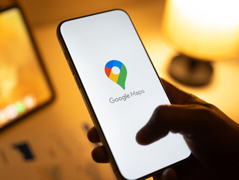 Google Maps logo is displayed on the screen of a smartphone, in Bangalore, India, on February 28, 2026
