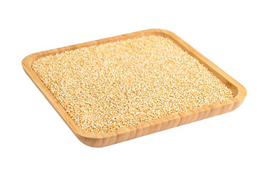 Quinoa grain in bamboo plate