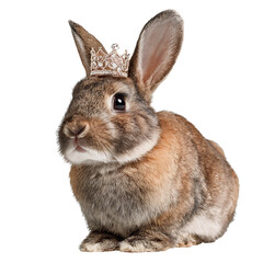 Obraz premium A regal bunny wearing a shimmering crown, exuding an air of royalty