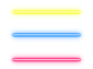 Neon Horizontal Line Bars Set Isolated PNG, Glowing Rounded Neon Bar Elements Transparent, Colorful Neon UI Lines Pack on Transparent Background
