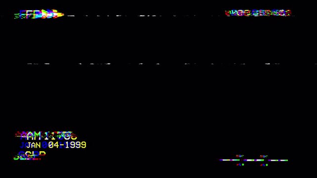 VHS Fast Forward FF Screen Overlay with Analog Glitch, Static Noise, Timecode, and Distorted Signal Loop 4k video animation seamless loop