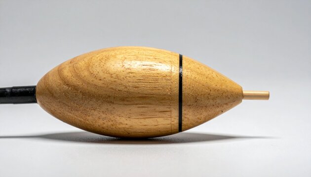 Wooden Fishing Float on White Background.