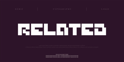 Related, Creative digital abstract sport modern alphabet fonts. Typography technology electronic sport digital game music future creative font. vector illustration  © Covecave