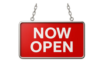 Hanging now open sign for business advertising
