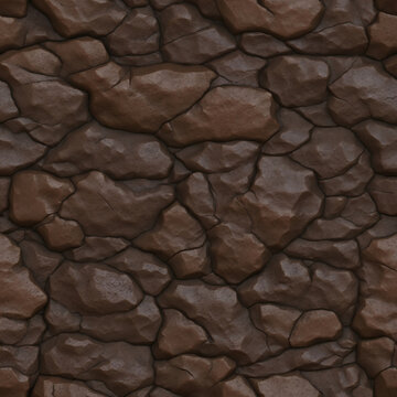 Seamless Dark Cracked Earth Mud Texture - Digitally Generated Background