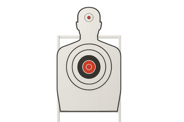 Human silhouette shooting target with bullseye, transparent background