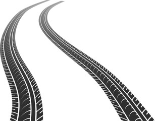 Winding car track. Transport marks black element © MicroOne