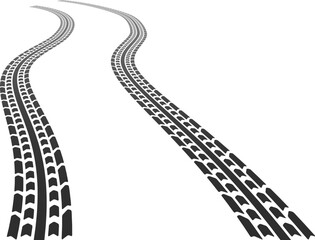 Curved car tyre trace. Grungy road marks © MicroOne