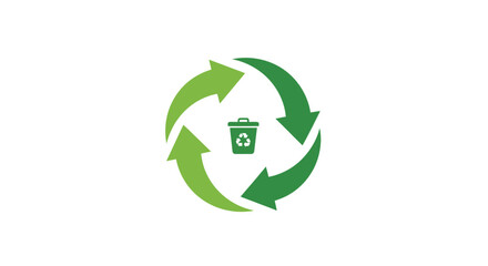 Obraz premium Green Recycling Symbol With Trash Can.