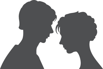 Fototapeta premium Couple black silhouette. Love symbol. Face shapes
