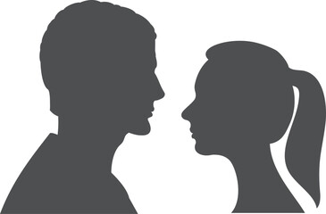 Female and male head silhouettes together. Romantic symbol