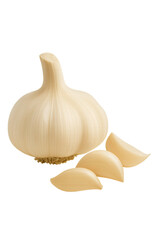 Garlic bulb and cloves, cooking ingredient on transparent background