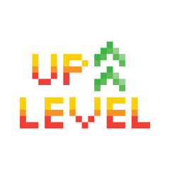 pixel art upgrade arrow symbol 8 bit vector icon for computer game, logo