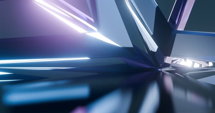 Futuristic abstract background crystal arched interior 3d render