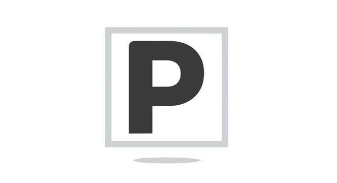 Parking sign with letter P symbol.