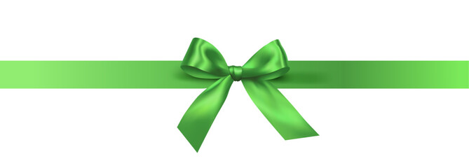 Vector decorative shiny gift bright green ribbon with tied bow design element isolated on white background © Kateina