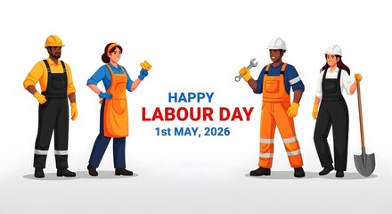 Labour day celebration with diverse workers