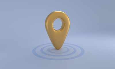 Golden map pin marking important real estate location