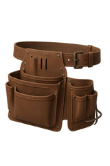 Brown leather tool belt with empty pouches