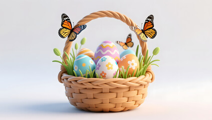 Exquisite Easter basket with eggs and spring decor