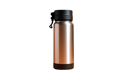 Sleek metal beverage container with a black lid and base