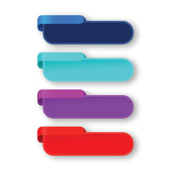Set of four colorful horizontal infographic banner templates with curled ribbon edges