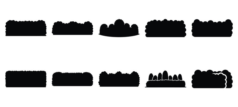 silhouette nature garden hedge drawing icons and set of graphics nature elements