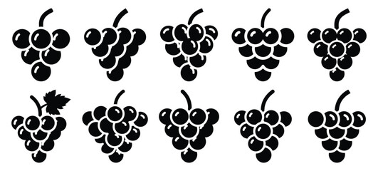 Fototapeta premium silhouette nature grape cluster drawing icons and set of graphics nature elements