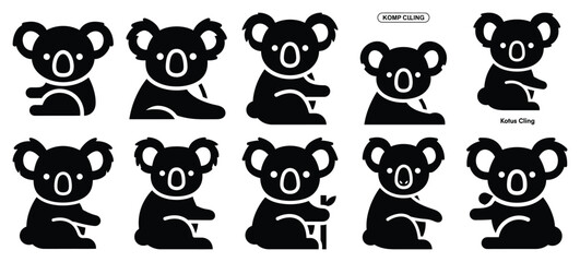 silhouette nature koala cling drawing icons and set of graphics nature elements © Bipul