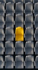 Obraz premium Single Yellow Chair in Empty Stadium.