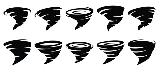 silhouette nature tornado swirl drawing icons and set of graphics nature elements © Bipul