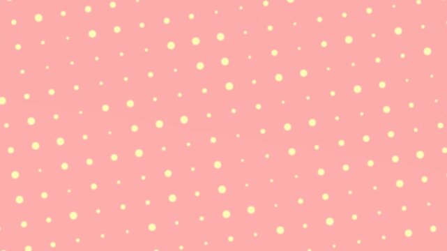Pink background with yellow polka dots arranged in diagonal lines. Simple, repeating pattern