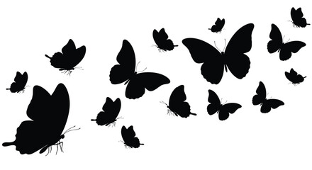 A swarm of butterflies in flight depicted as a striking silhouette © MdGolam
