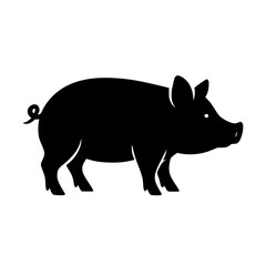 Fototapeta premium Minimalist pig silhouette in black and white background