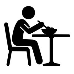 Fototapeta premium Minimalist illustration of person eating at table