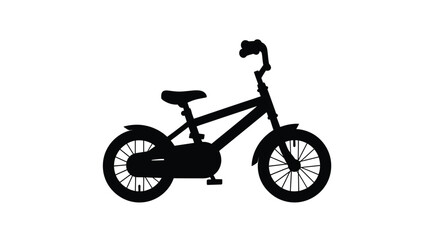 Obraz premium A black silhouette of a child s bicycle against a white background