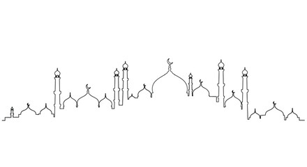 A striking black skyline of mosques and minarets a bold silhouette © MdGolam