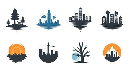 Diverse city and nature scenes presented as a striking silhouette © Lhvect02