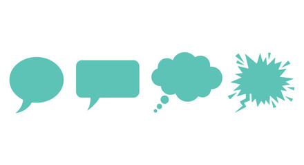 Four teal speech bubbles in varying shapes a striking silhouette © Lhvect02