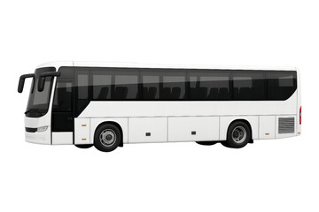 White tour bus traveling on transparent background