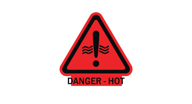 Warning sign depicting hot water danger a striking black silhouette
